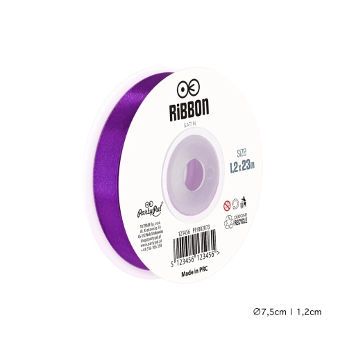 Wstążka satynowa 12mm Purpurowa tasiemka 23m