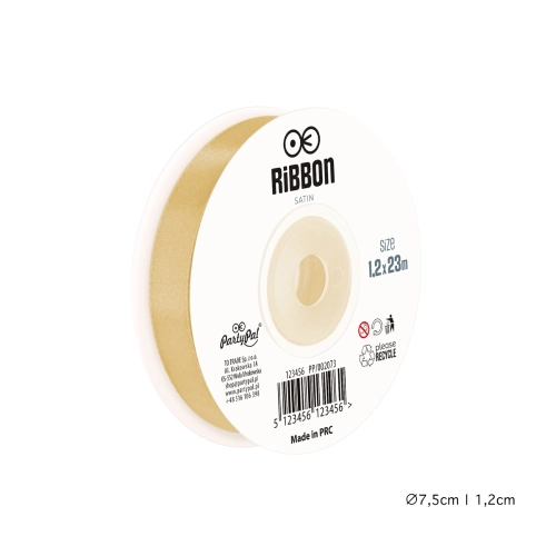 Wstążka satynowa 12mm Złota tasiemka 23m