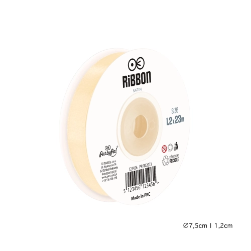 Wstążka satynowa 12mm Kremowa Ecru tasiemka 23m