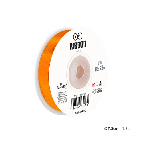 Wstążka satynowa 12mm Neonowa Pomarańczowa tasiemka 23m