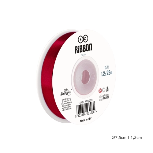 Wstążka satynowa 12mm Burgundowa tasiemka 23m