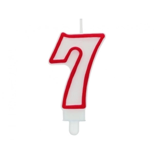 Świeczka na tort Cyfra 7 cyferka Czerwony kontur 8cm