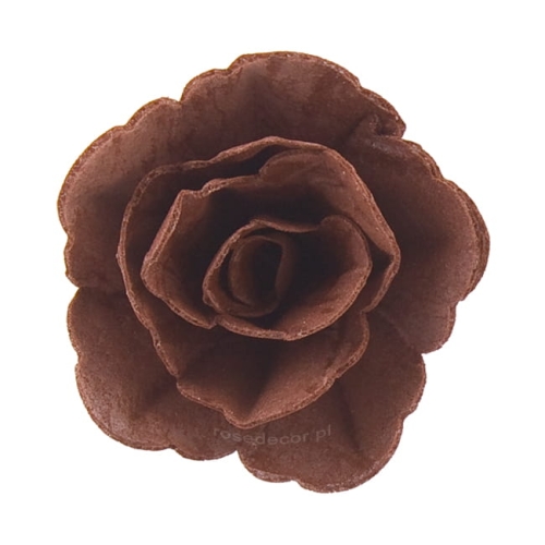 Kwiaty waflowe na tort Róża Chińska Brązowa mała 35szt