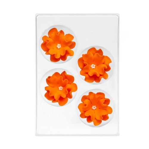 Kwiaty cukrowe na tort Lewkonia Pomarańczowa 45mm 4szt