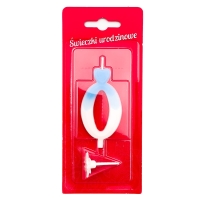 Świeczka na tort cyfra Biało Niebieska Cyferka 0