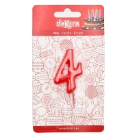 Świeczka na tort czerwona cyfra cyferka 4