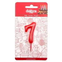 Świeczka na tort czerwona cyfra cyferka 7