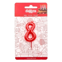 Świeczka na tort czerwona cyfra cyferka 8