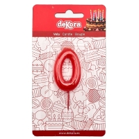 Świeczka na tort czerwona cyfra cyferka 0