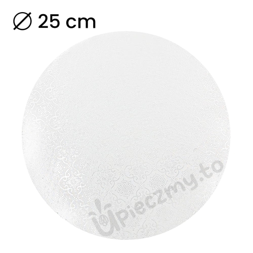 Podkład pod tort gruby 10mm sztywny powlekany Biały 25cm