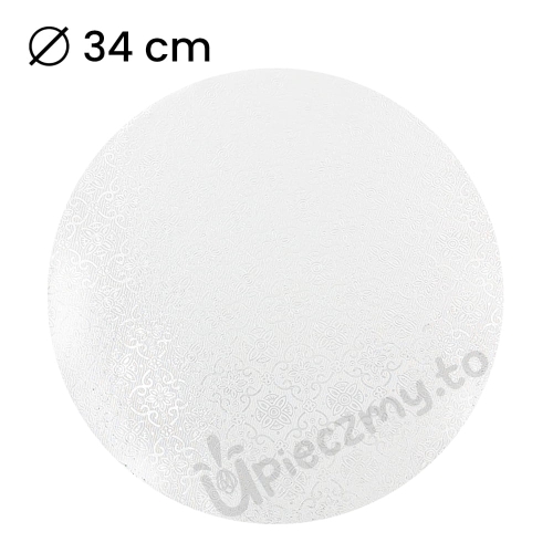 Podkład pod tort gruby 10mm sztywny powlekany Biały 34cm