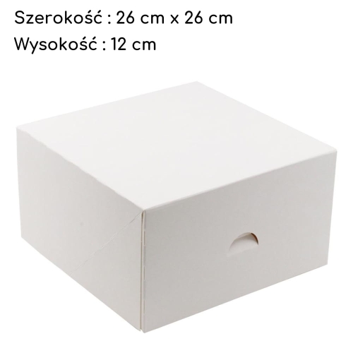 Pudełko na tort ciasto karton zamykany Biały 26x26x12cm
