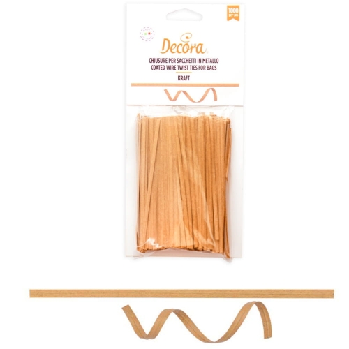 Klipsy do zamykania torebek druciki 12cm kraftowe 1000szt