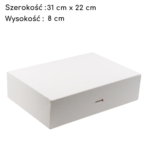 Pudełko na tort ciasto karton zamykany Biały 31x22x8cm