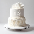 Dekoracja na bok tortu komunijna IHS z białej pleksi