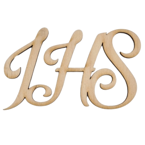 Topper na boku tortu dekor Komunia IHS drewniany 10x6cm