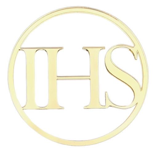 Dekoracja na bok tortu komunijna IHS złoty lustro