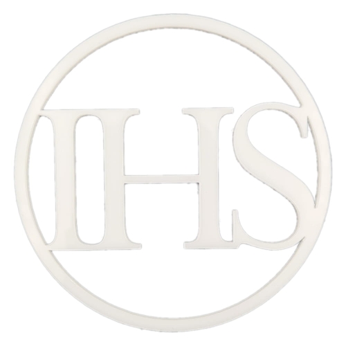 Topper na boku tortu dekor Komunia IHS i obręcz Biały 10cm