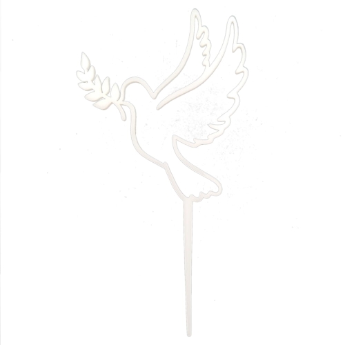 Topper na tort Gołąb z gałązką Chrzest biała gołębica 10x9cm