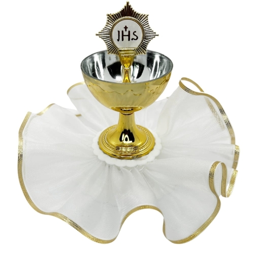 Złoty kielich duża dekoracja komunijna niejadalna 10x8cm