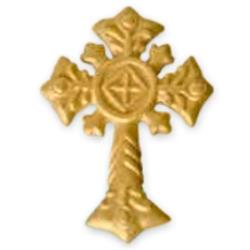 Złoty krzyżyk figurka cukrowa na tort komunijny 7,5cm