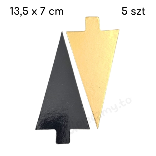 Podkładki pod monoporcje trójkątne 13,5x7 cm Złoto Czarne 5szt