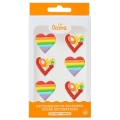 Tęczowe Serca Love ozdoba cukrowa na tort Decora 6szt