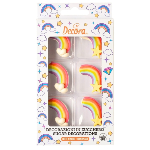 Cukrowa tęcze Tęcza ozdoba cukrowa na tort Decora 6szt