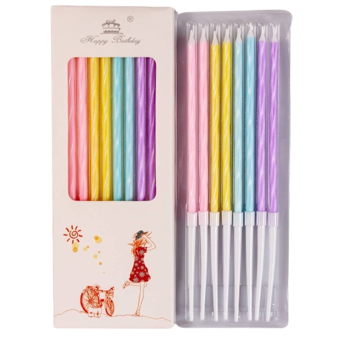 Pastelowe świeczki na tort spiralny wzór