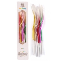 Świeczki urodzinowe na tort Faliste Metaliczne 15cm 6szt