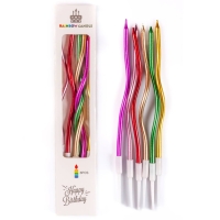 Świeczki urodzinowe na tort Faliste Metaliczne 15cm 6szt