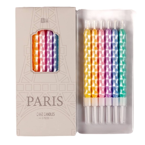 Świeczki urodzinowe na tort Exclusive Paris zakręcone 10cm 6szt