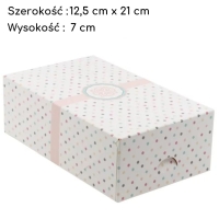 Pudełko na tort ciasto karton zamykany w Kropki 12,5x21x7cm