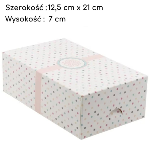 Pudełko na tort ciasto karton zamykany w Kropki 12,5x21x7cm