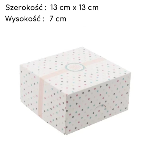 Pudełko na tort ciasto karton zamykany w Kropki 13x13x7cm