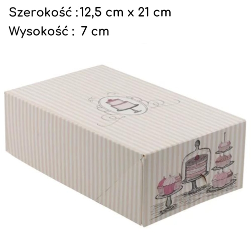 Pudełko na tort ciasto karton zamykany w Paski 12,5x21x7cm