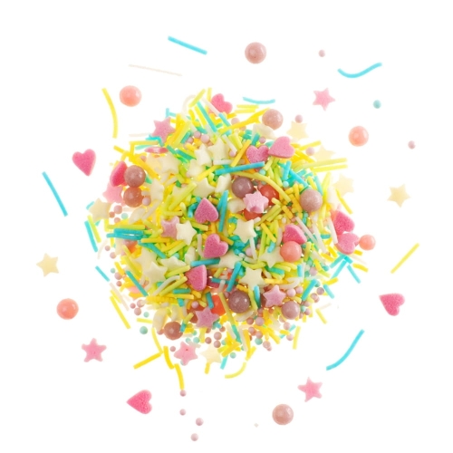 Kolorowa posypka na tort z serduszkami i gwiazdkami