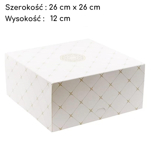 Pudełko na tort ciasto karton zamykany Złota Rozeta 26x26x12cm