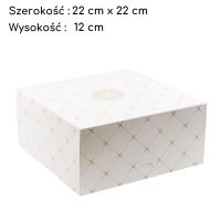 Pudełko na tort ciasto karton zamykany Złota Rozeta 22x22x12cm