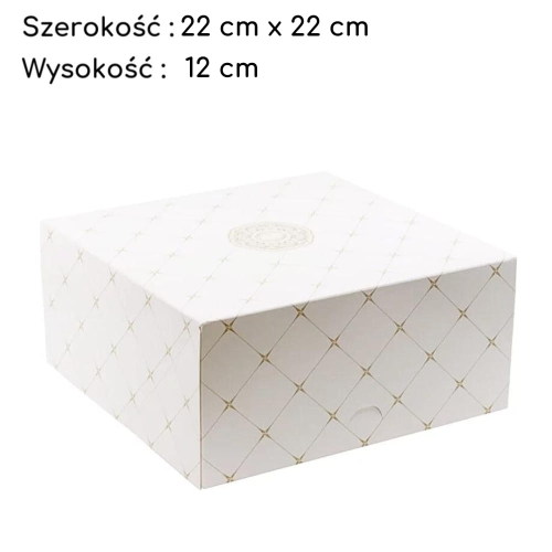 Pudełko na tort ciasto karton zamykany Złota Rozeta 22x22x12cm