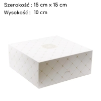 Pudełko na tort ciasto karton zamykany Złota Rozeta 15x15x10cm