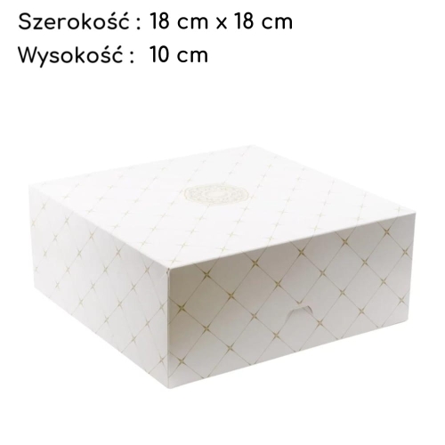 Pudełko na tort ciasto karton zamykany Złota Rozeta 18x18x10cm