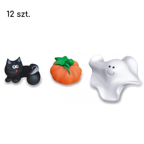 Dekoracje cukrowe 3D Halloween Dynia Duszek Czarny Kot 12szt