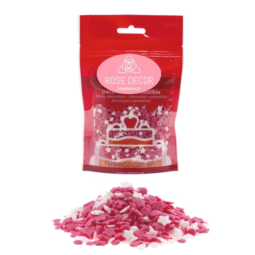 Biało-różowa posypka cukrowa konfetti Baby Girl mix 100g