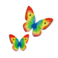 Motyle waflowe na tort Tęczowe motylki 4-5cm 8szt