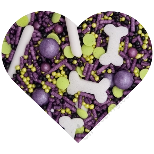 Fioletowo-zielona posypka cukrowa Halloween mix nr 2 Kości 60g