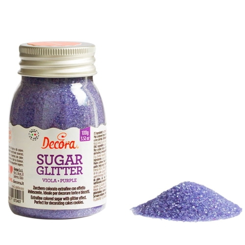 Brokatowa posypka cukrowe fioletowe kryształki Decora 100g