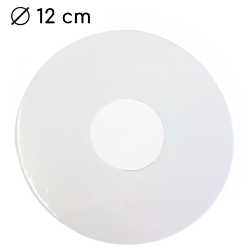 Podkład pod tort piętrowy z dziurką 3cm Biały dwustronny 12cm