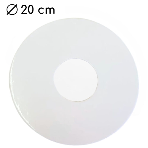 Podkład pod tort piętrowy z dziurką 3cm Biały dwustronny 20cm
