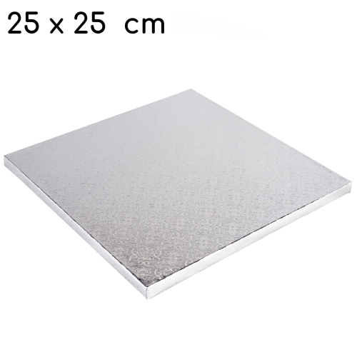 Podkład pod tort prostokątny powlekany sztywny Srebrny 25x25cm